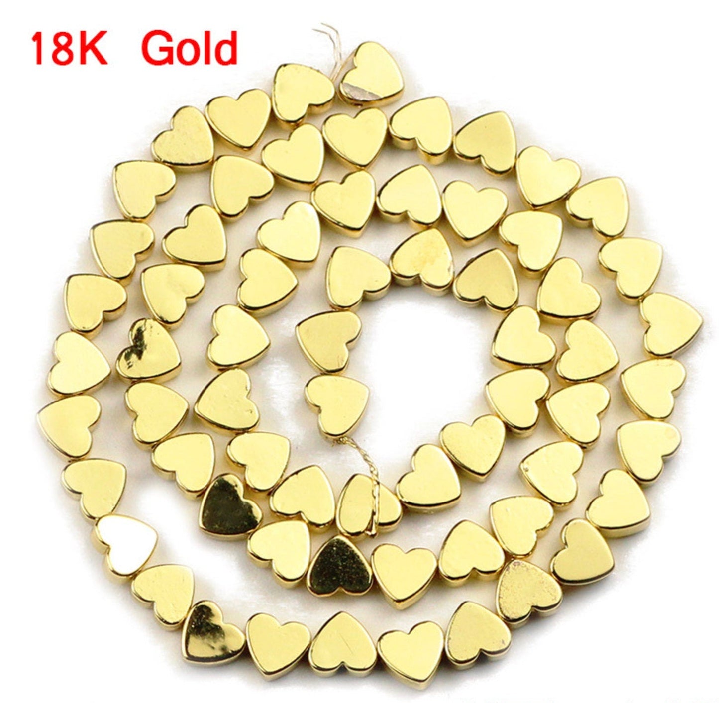 6mm Gold Heart Bead Hematite Bead