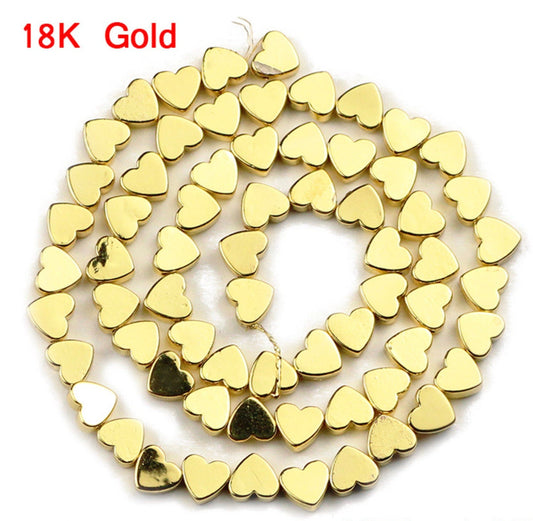 6mm Gold Heart Bead Hematite Bead