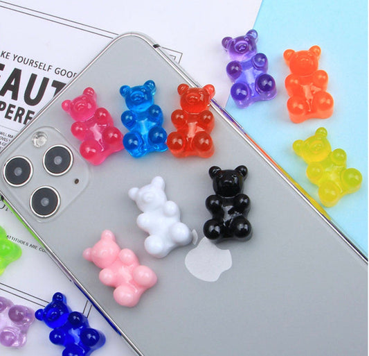 Clear Transparent Rainbow Bear Flatback Charm NO EYE PIN (23mm x 35mm)