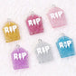 Cute Glitter RIP Tombstone Resin Charm with Eye Pin (25mm x 20mm)