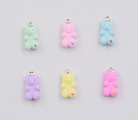 Cute Marshmallow Gummy Bear Charm with Eye Pin (10mm x 17mm)