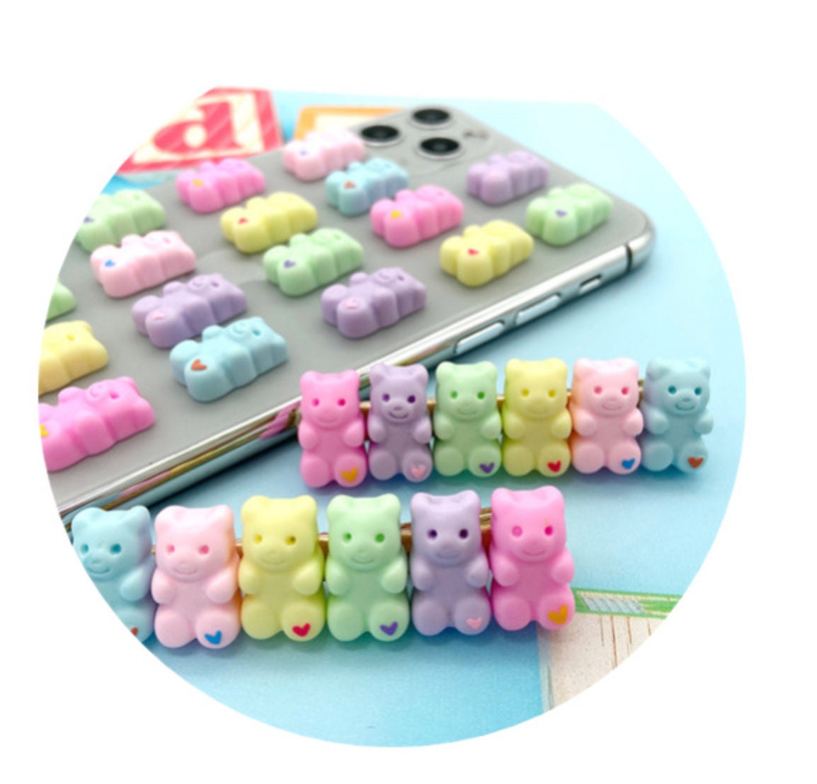 Cute Marshmallow Gummy Bear Flatback Charm NO EYE PIN (10mm x 17mm)