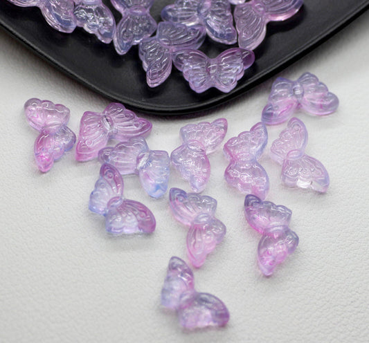 Lilac Butterfly Spray Painted Speckled Colored Glass Beads