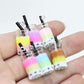 Multicolored Resin Bubble Tea Bottle Charm with Eye Pin (28mm x 10mm)