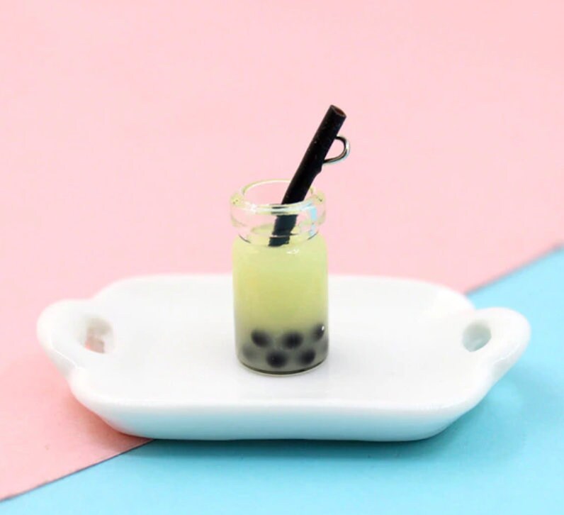 Resin Bubble Tea Bottle Charm with Eye Pin (28mm x 10 mm)