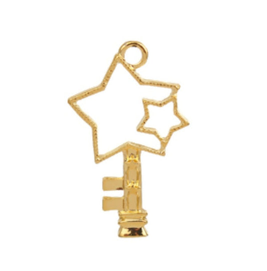 Gold Star Key with Small Star Open Back Bezel Frame