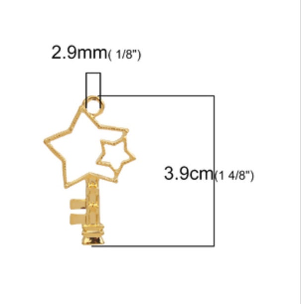 Gold Star Key with Small Star Open Back Bezel Frame