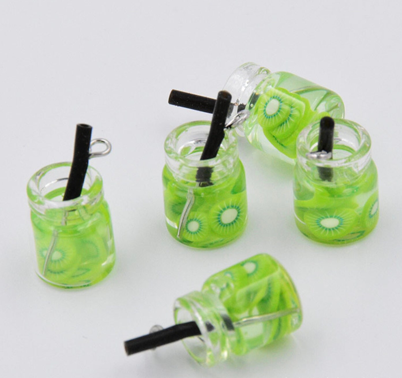 Resin Mini Sized Fruit Drink Bottle Charm with eyepin (11MM x 22MM)