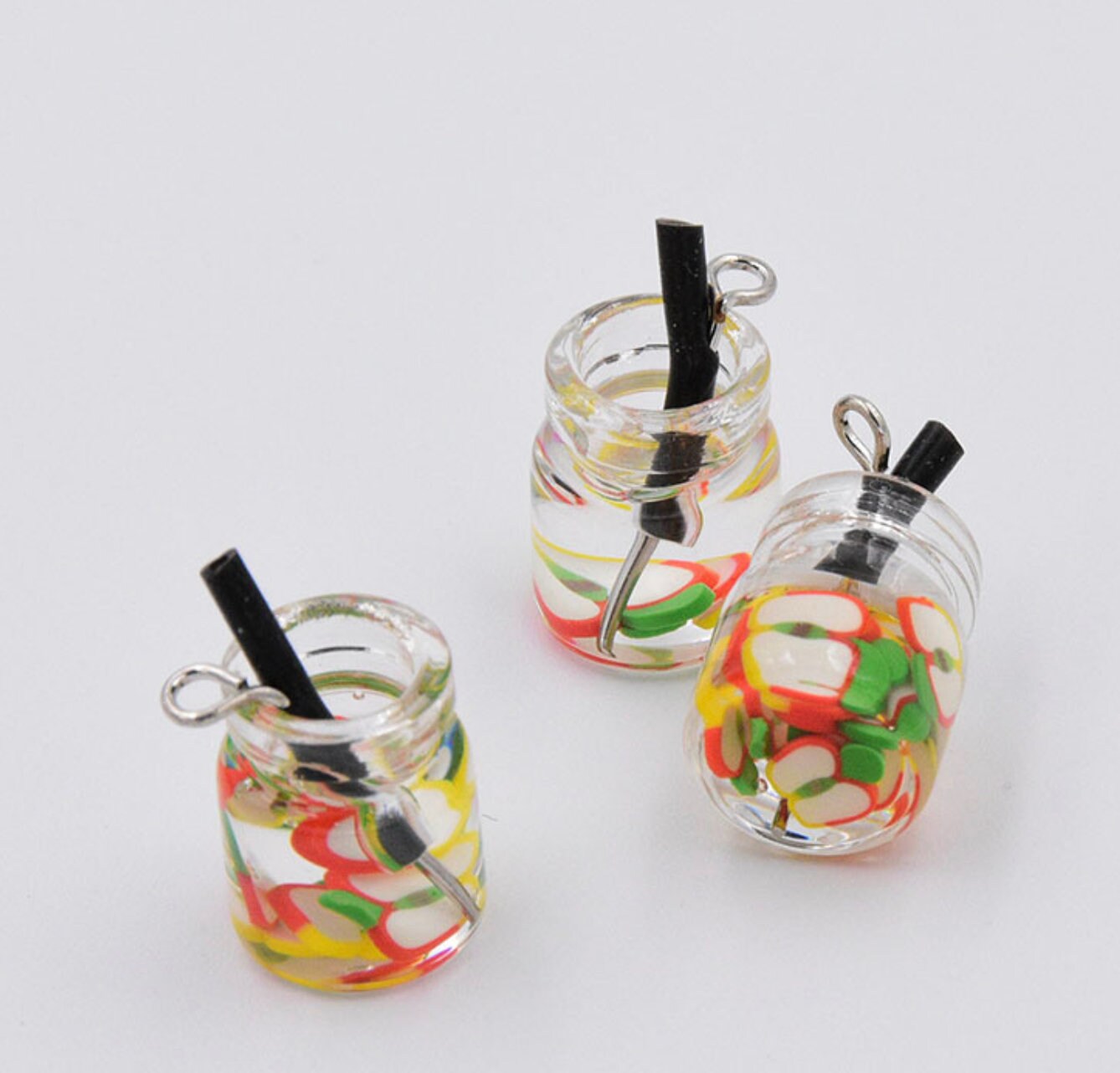 Resin Mini Sized Fruit Drink Bottle Charm with eyepin (11MM x 22MM)