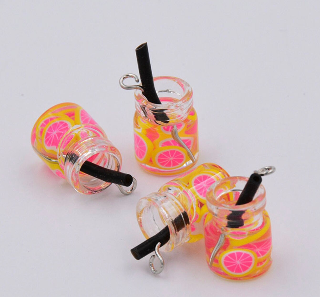 Resin Mini Sized Fruit Drink Bottle Charm with eyepin (11MM x 22MM)