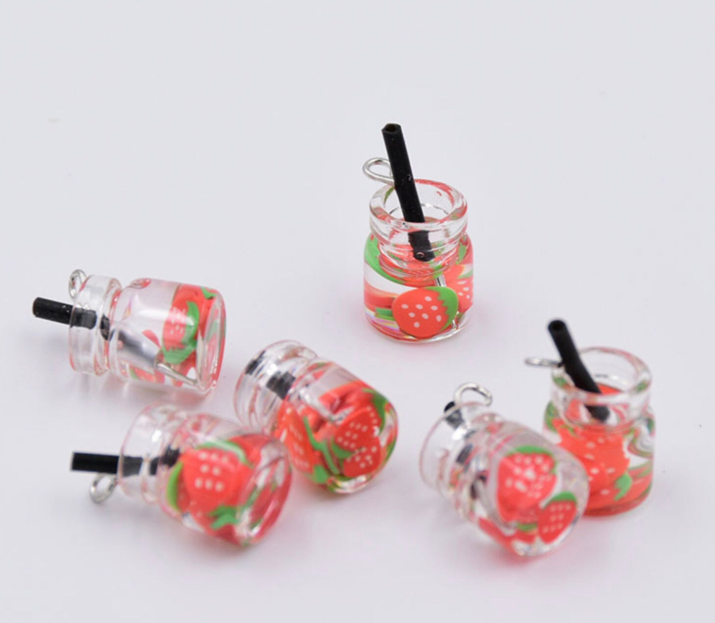 Resin Mini Sized Fruit Drink Bottle Charm with eyepin (11MM x 22MM)