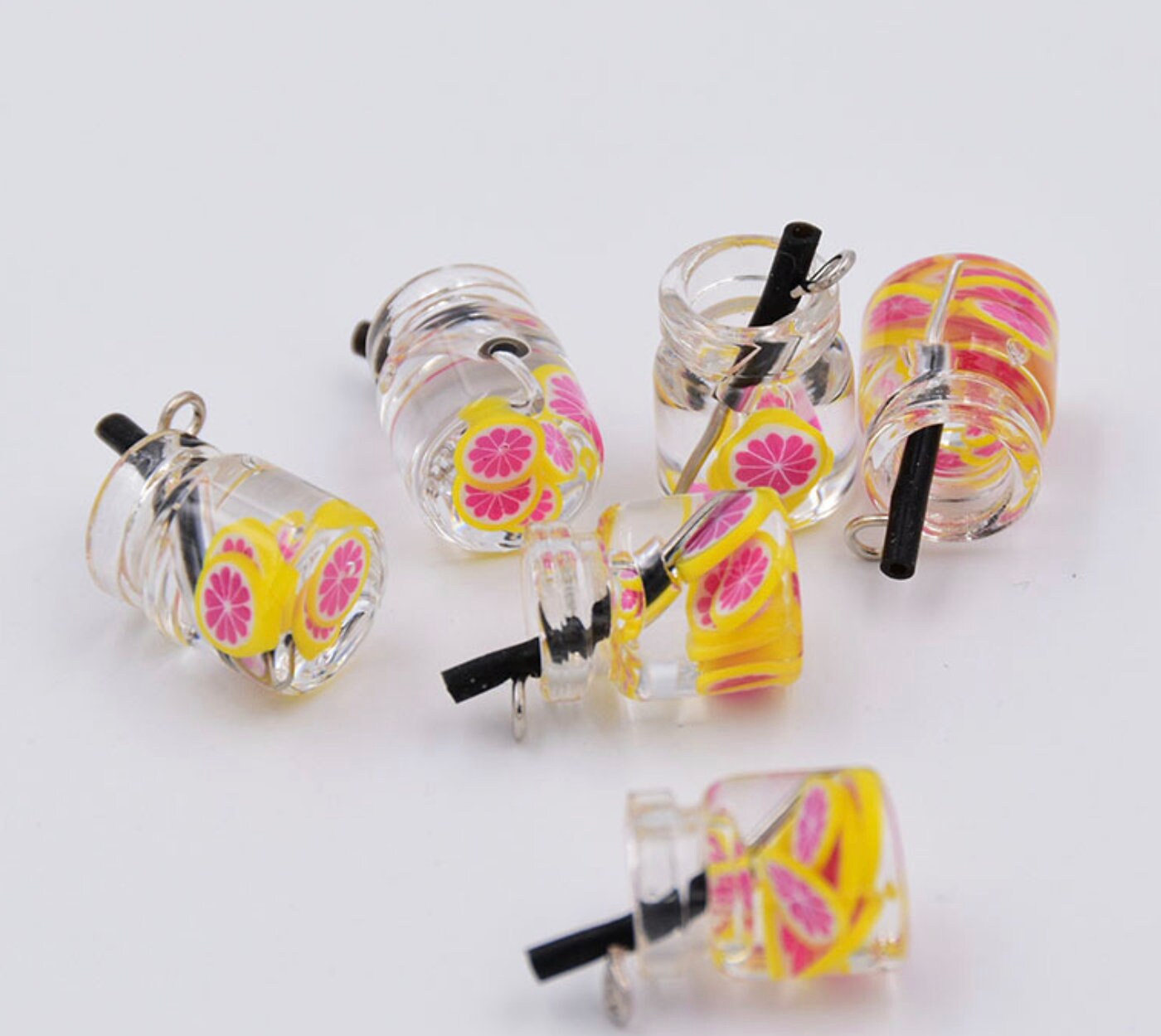 Resin Mini Sized Fruit Drink Bottle Charm with eyepin (11MM x 22MM)