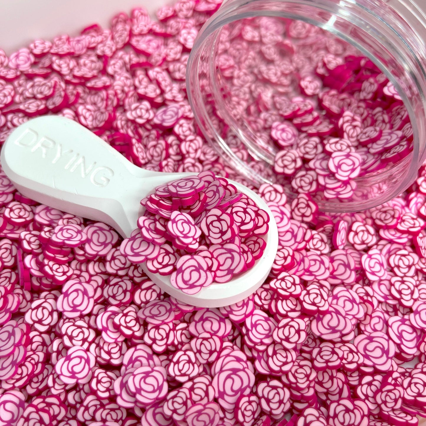 FAKE 10MM Fuchsia Rose, Floral Polymer Clay Sprinkle (NOT EDIBLE) D29-32