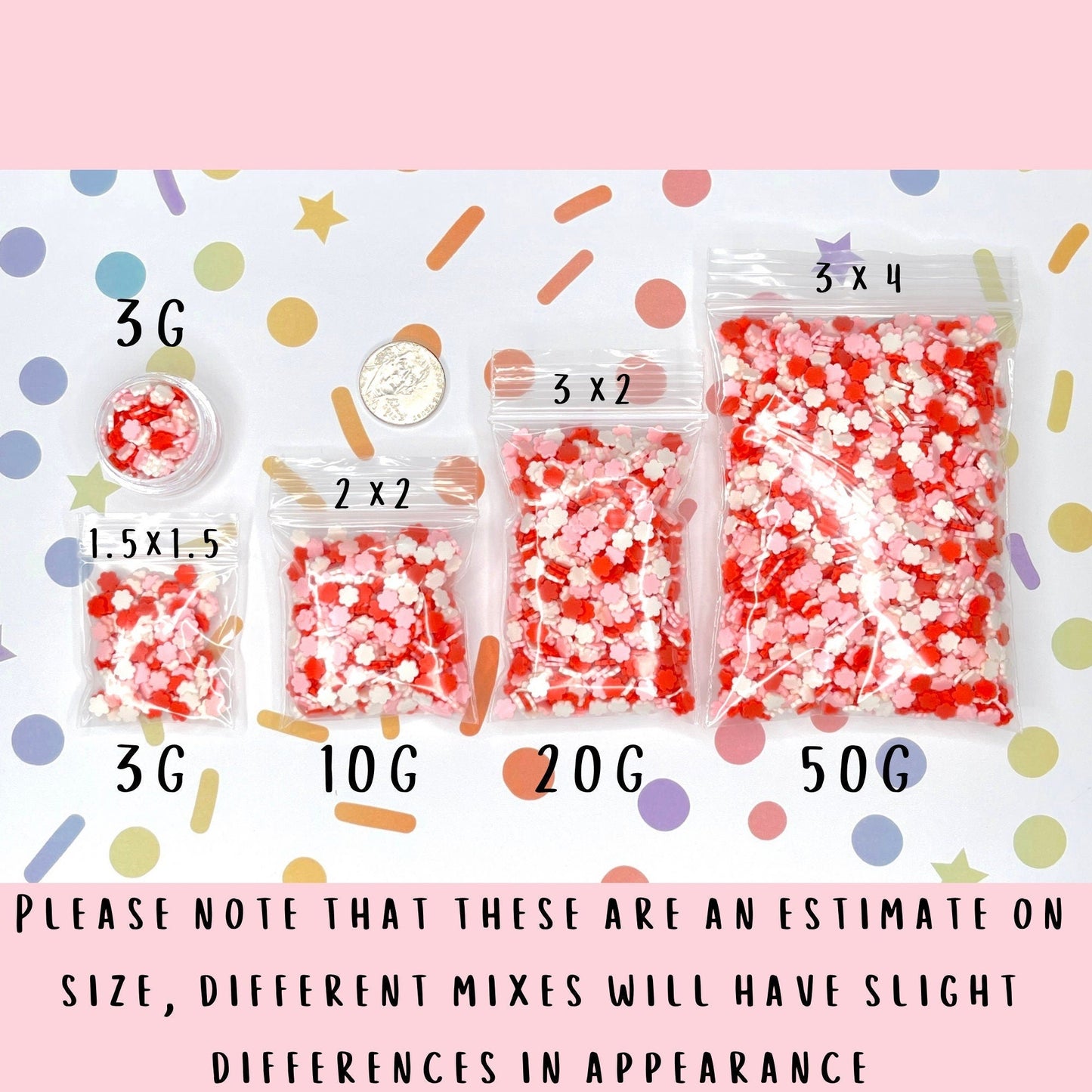 FAKE 10MM Watermelon Slushy, Fruit Polymer Clay Sprinkle Mix (NOT EDIBLE) D44-13