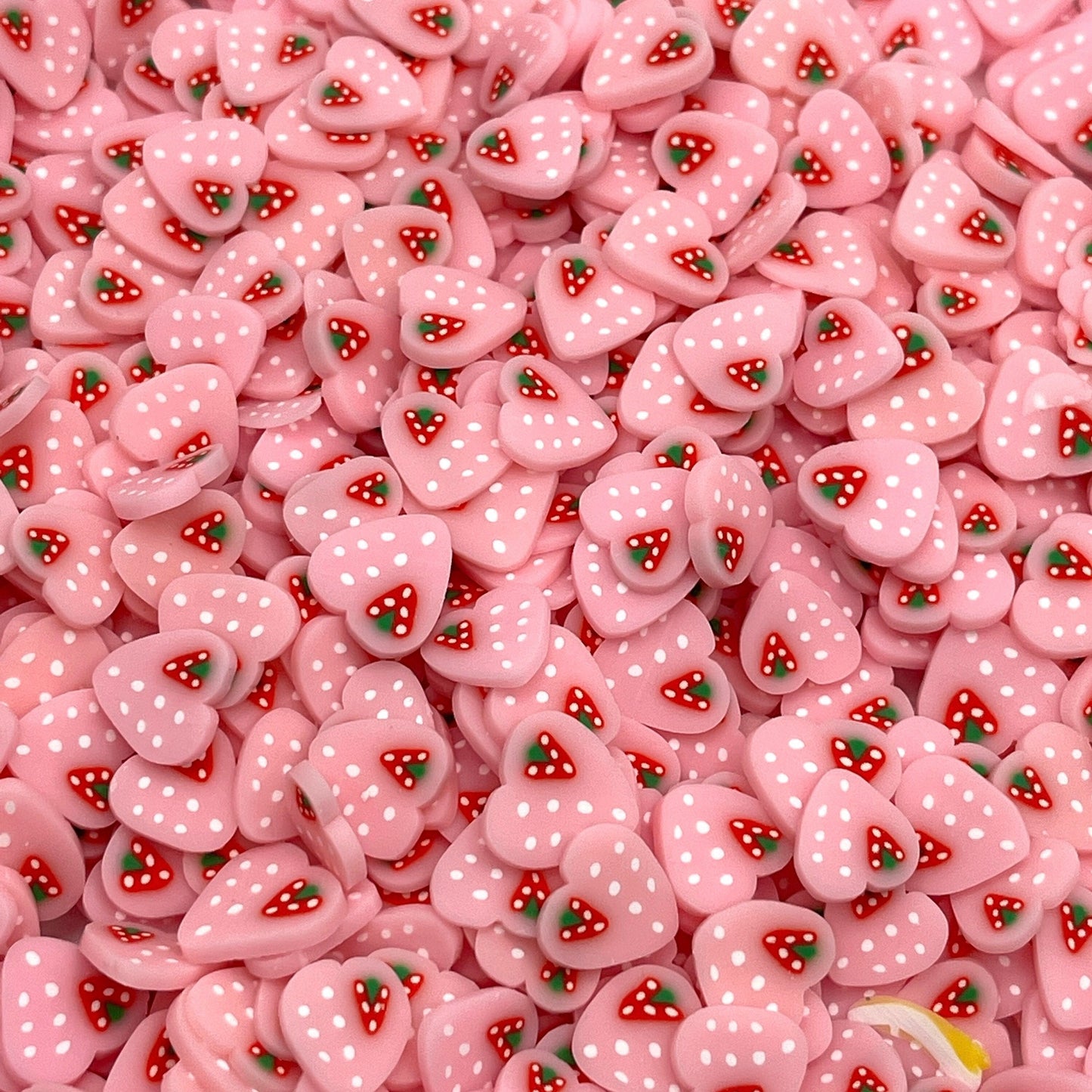 FAKE 12MM Pink Strawberry Heart Fruit Polymer Clay Sprinkle (NOT EDIBLE)  D22-06