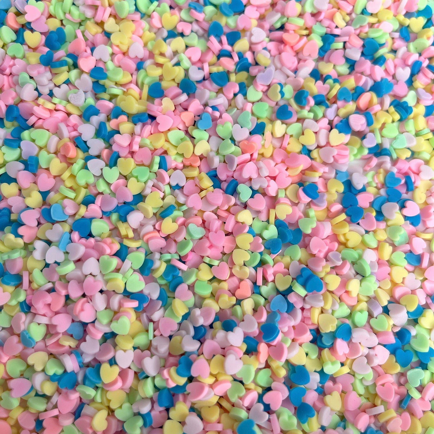 FAKE 4MM Bright Pastel Heart Polymer Clay Sprinkle Mix (NOT EDIBLE) D30-28