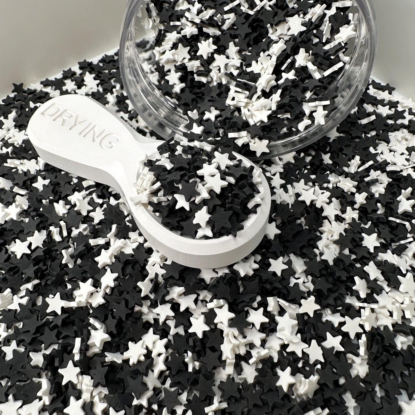 FAKE 5MM Black and White Star Polymer Clay Sprinkle Mix (NOT EDIBLE)