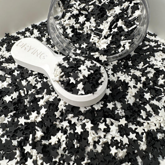 FAKE 5MM Black and White Star Polymer Clay Sprinkle Mix (NOT EDIBLE) D25-10