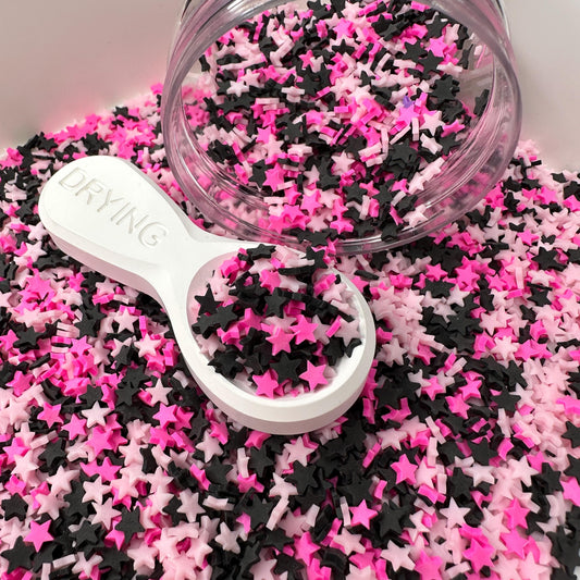 FAKE 5MM Black Pink Star Party Polymer Clay Sprinkle Mix (NOT EDIBLE) D25-08