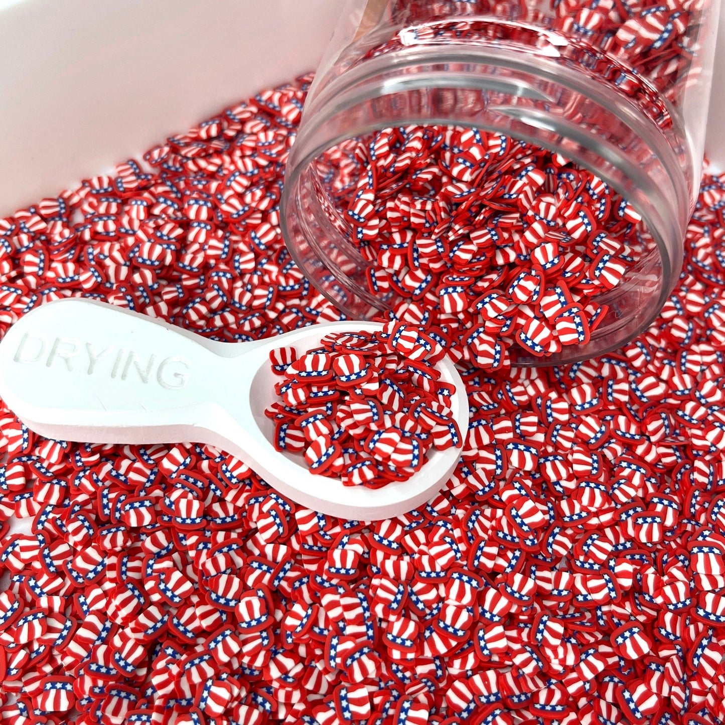 FAKE 5MM Fourth of July Party Hat, usa Polymer Clay Sprinkle (NOT EDIBLE) D47-18