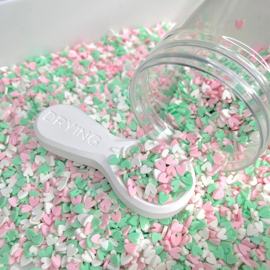 FAKE 5MM Green Pink Heart Polymer Clay Sprinkle Mix (NOT EDIBLE) D30-02