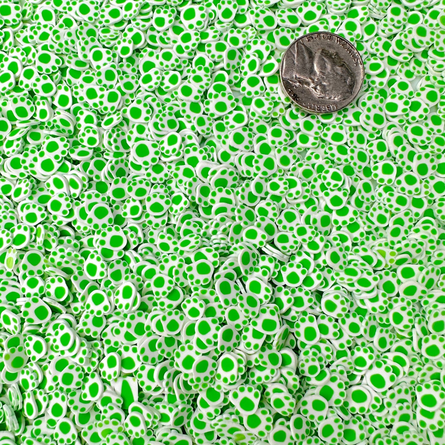 FAKE 5MM Green Paws, Animal Polymer Clay Sprinkle (NOT EDIBLE) D45-04