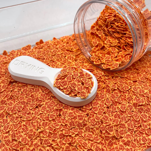 FAKE 5MM Orange Love You Heart, Valentine Polymer Sprinkles (NOT EDIBLE) D18-23
