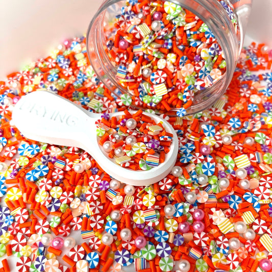 FAKE 5MM Orange w/Mix Color Peppermint Polymer Clay Sprinkle (NOT EDIBLE)