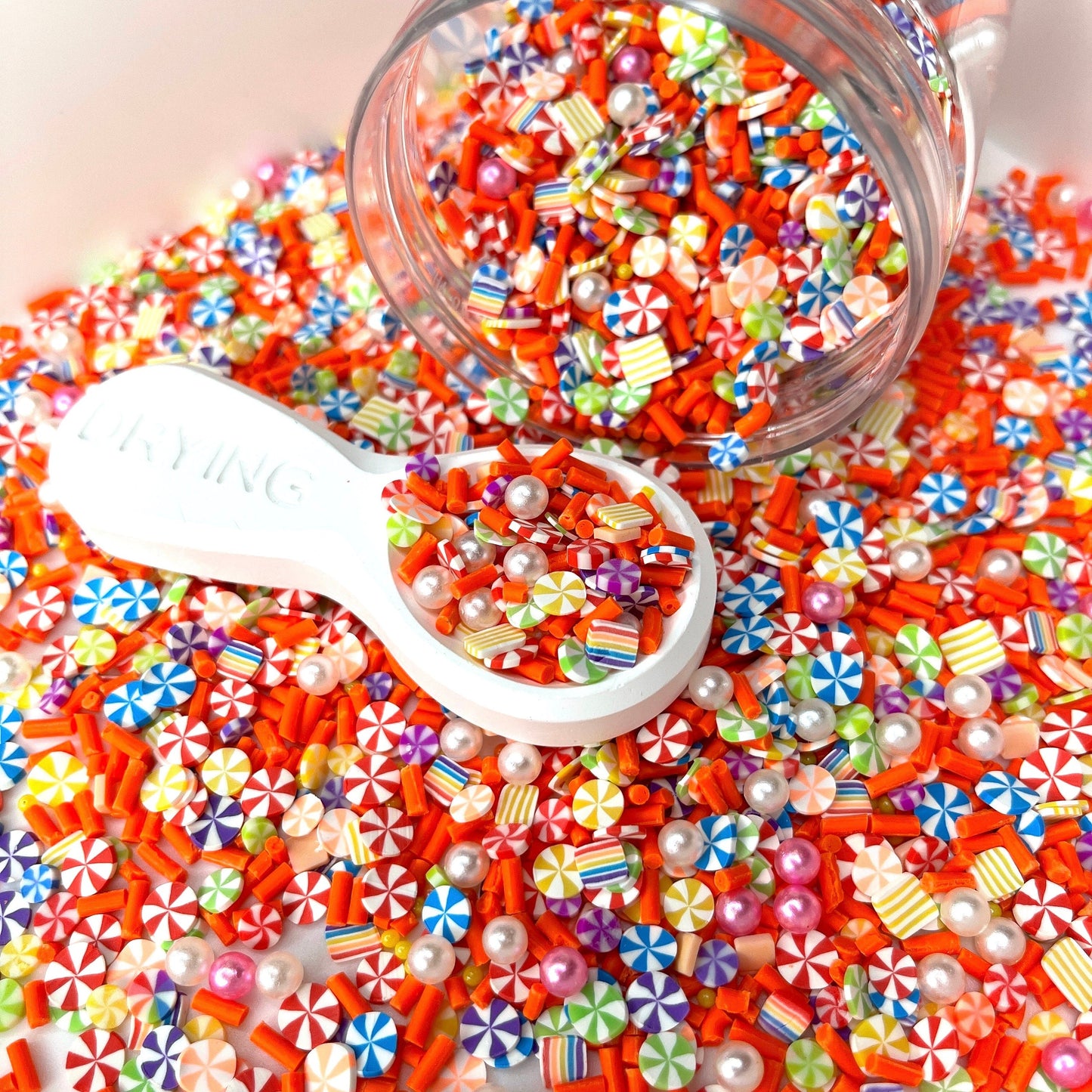 FAKE 5MM Orange Mix Peppermint Polymer Clay Sprinkle (NOT EDIBLE) D48-15