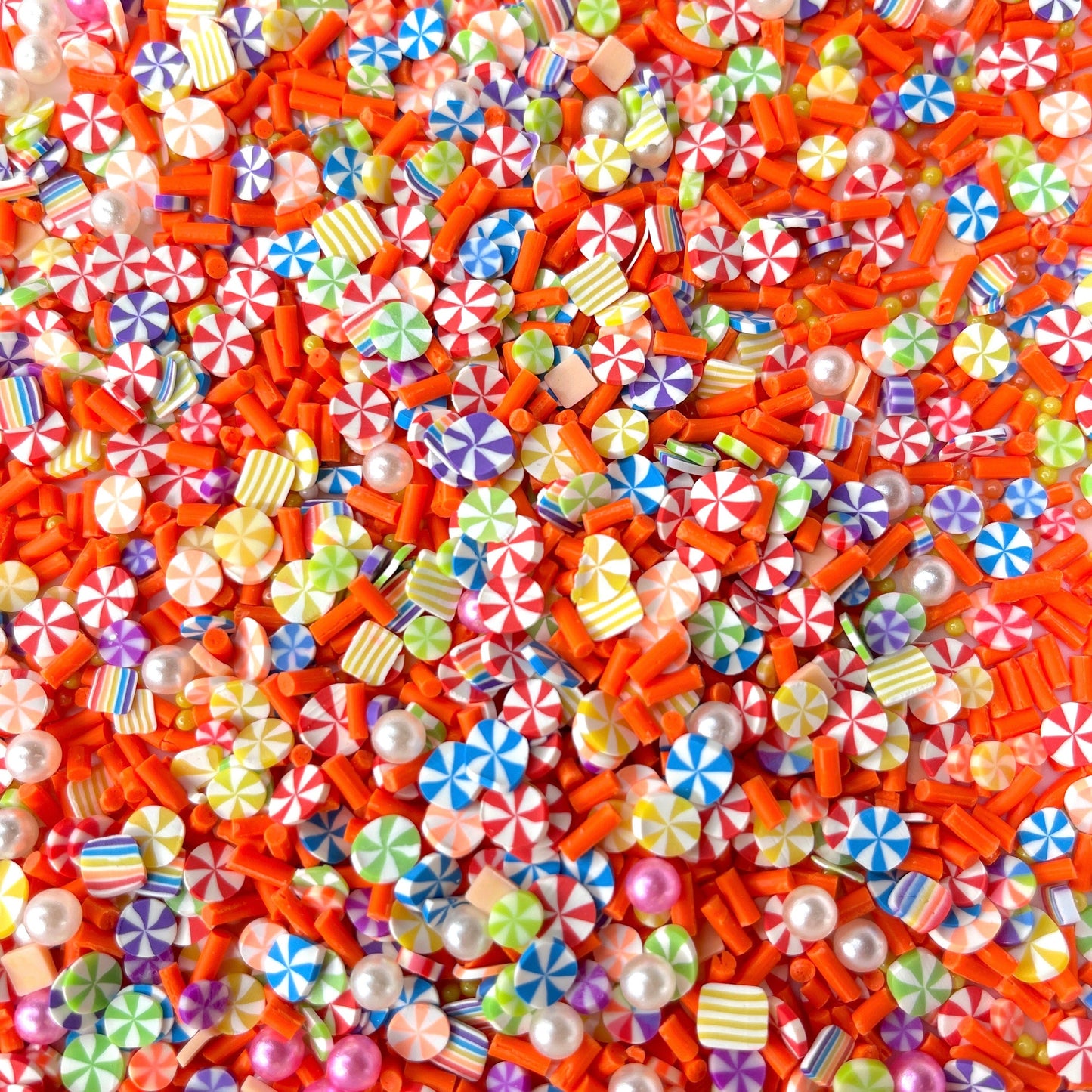 FAKE 5MM Orange Mix Peppermint Polymer Clay Sprinkle (NOT EDIBLE) D48-15