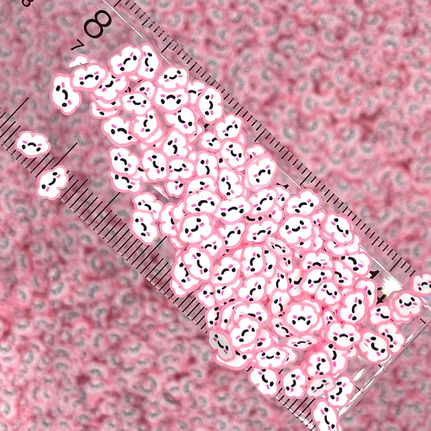 FAKE 5MM Pink Cloud w/Smiley Face, Sky Polymer Clay Sprinkle (NOT EDIBLE) D19-23