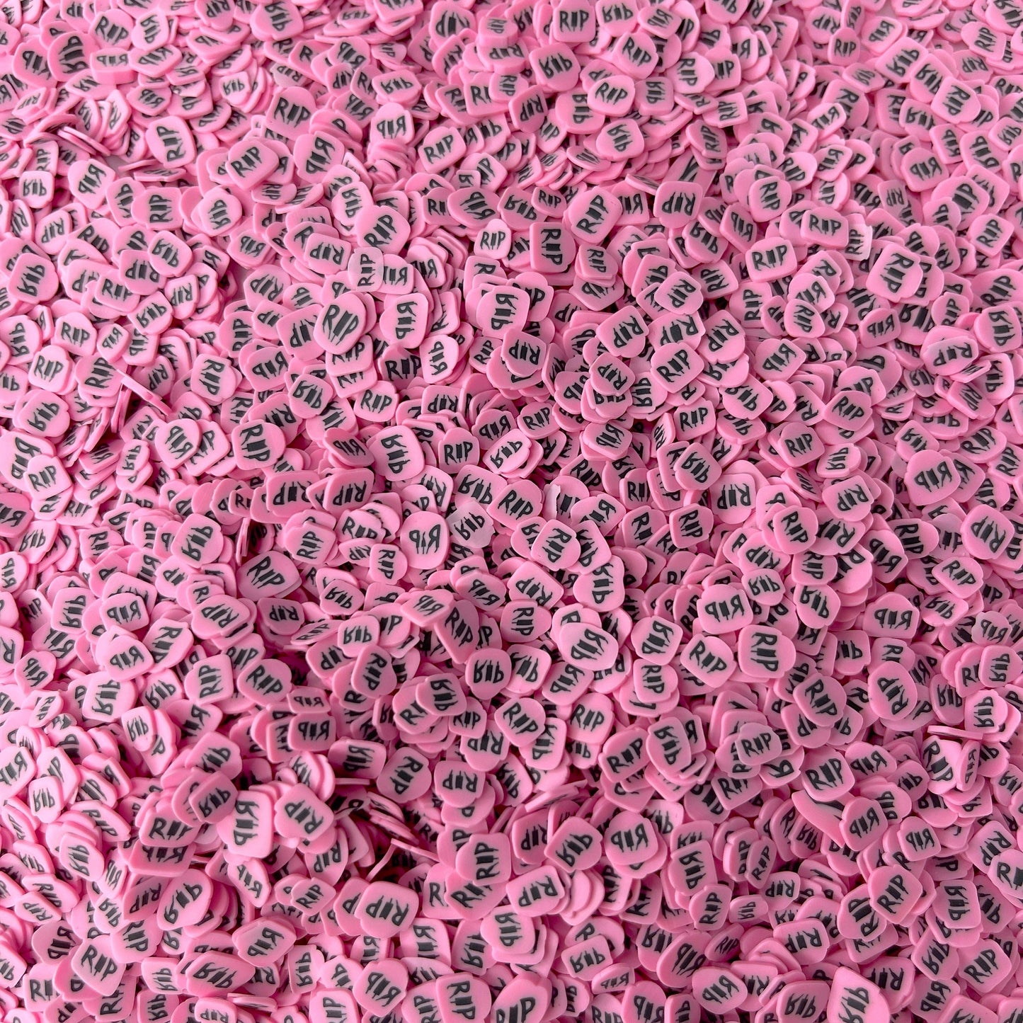 FAKE 5MM Pink Rip Tombstone, Halloween Polymer Clay Sprinkle (NOT EDIBLE)