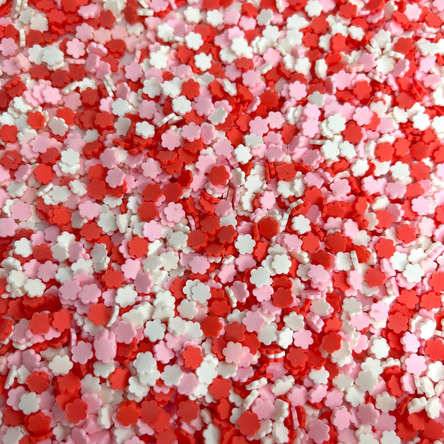 FAKE 5MM Pink White Red Flower Polymer Clay Sprinkle (NOT EDIBLE) D29-23