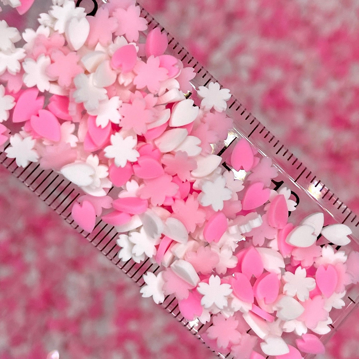 FAKE 5MM Pink/White Sakura Flower Petal Polymer Clay Sprinkle (NOT EDIBLE)