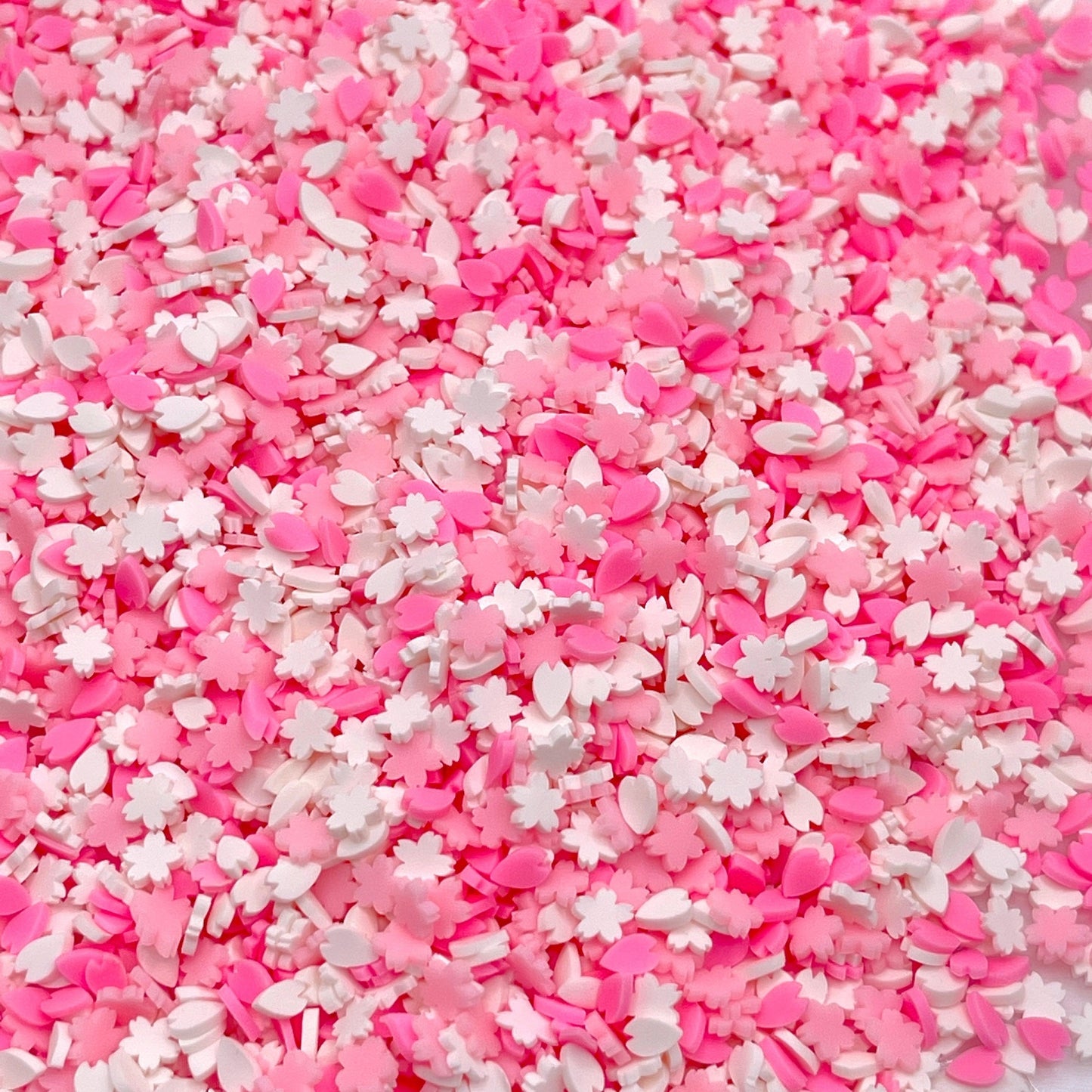 FAKE 5MM Pink/White Sakura Petal,Floral Polymer Clay Sprinkle (NOT EDIBLE) D9-02