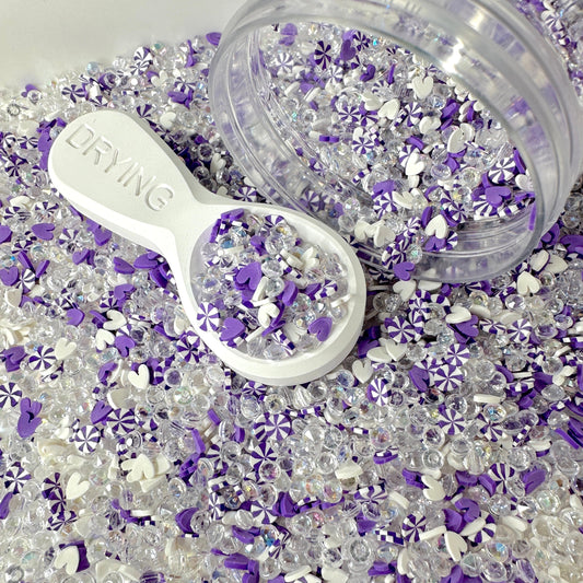 FAKE 5MM Purple Peppermint Party w/Rhinestone Polymer Sprinkle (NOT EDIBLE)D1-19