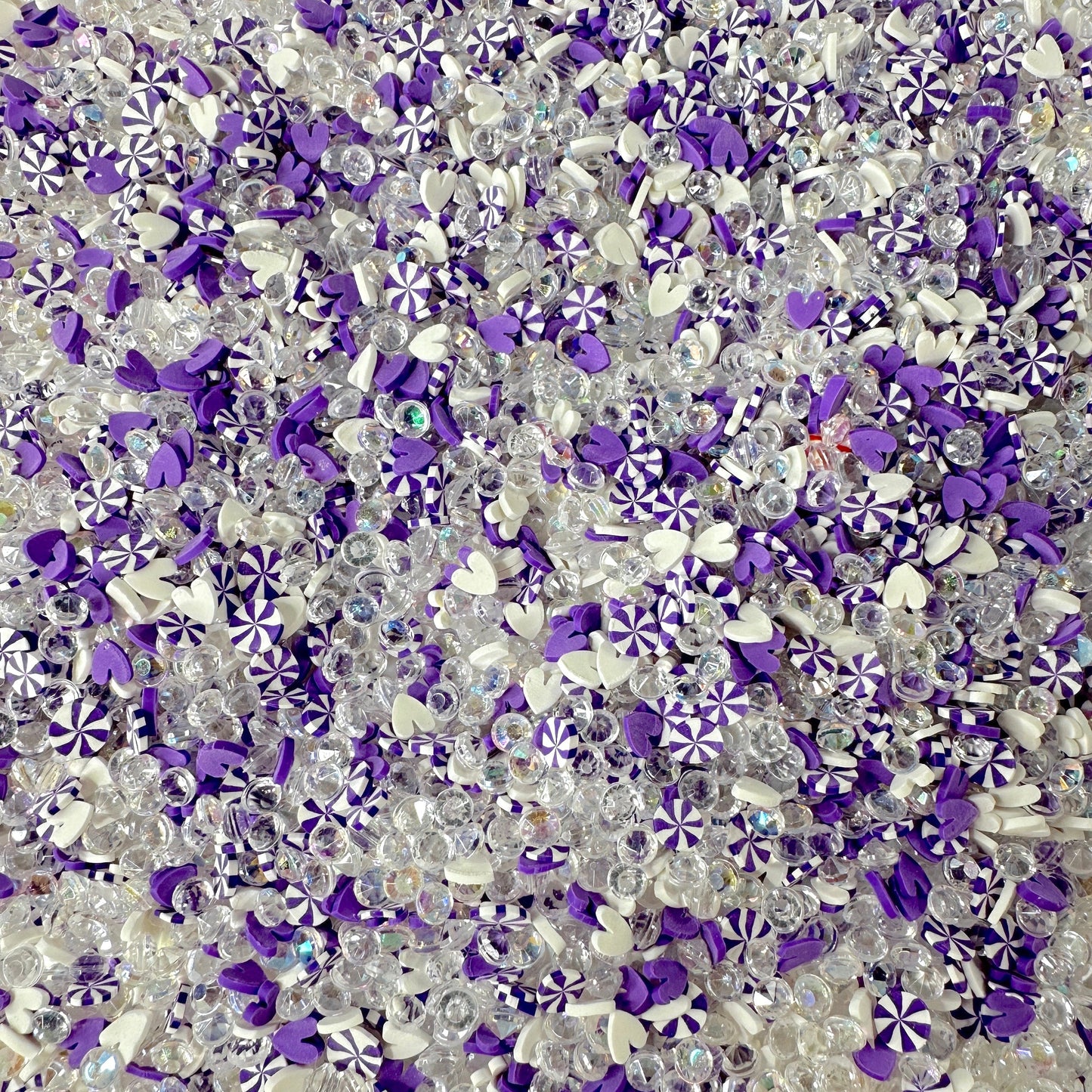 FAKE 5MM Purple Peppermint Party w/Rhinestone Polymer Sprinkle (NOT EDIBLE)D1-19