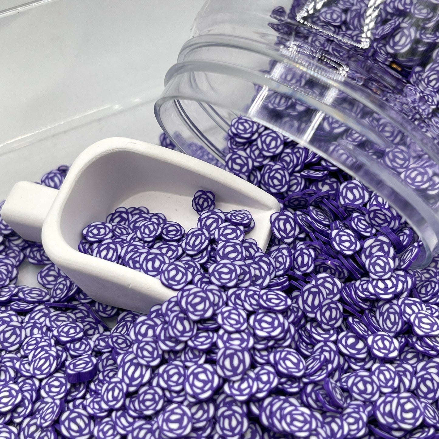 FAKE 5MM Purple Rose, Floral Polymer Clay Sprinkle (NOT EDIBLE) D29-07