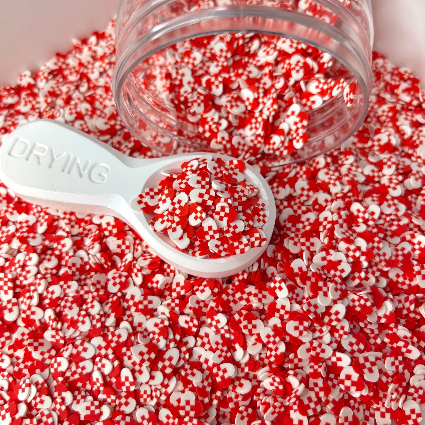 FAKE 5MM Red Checkered Heart Polymer Clay Sprinkle (NOT EDIBLE)  D48-31