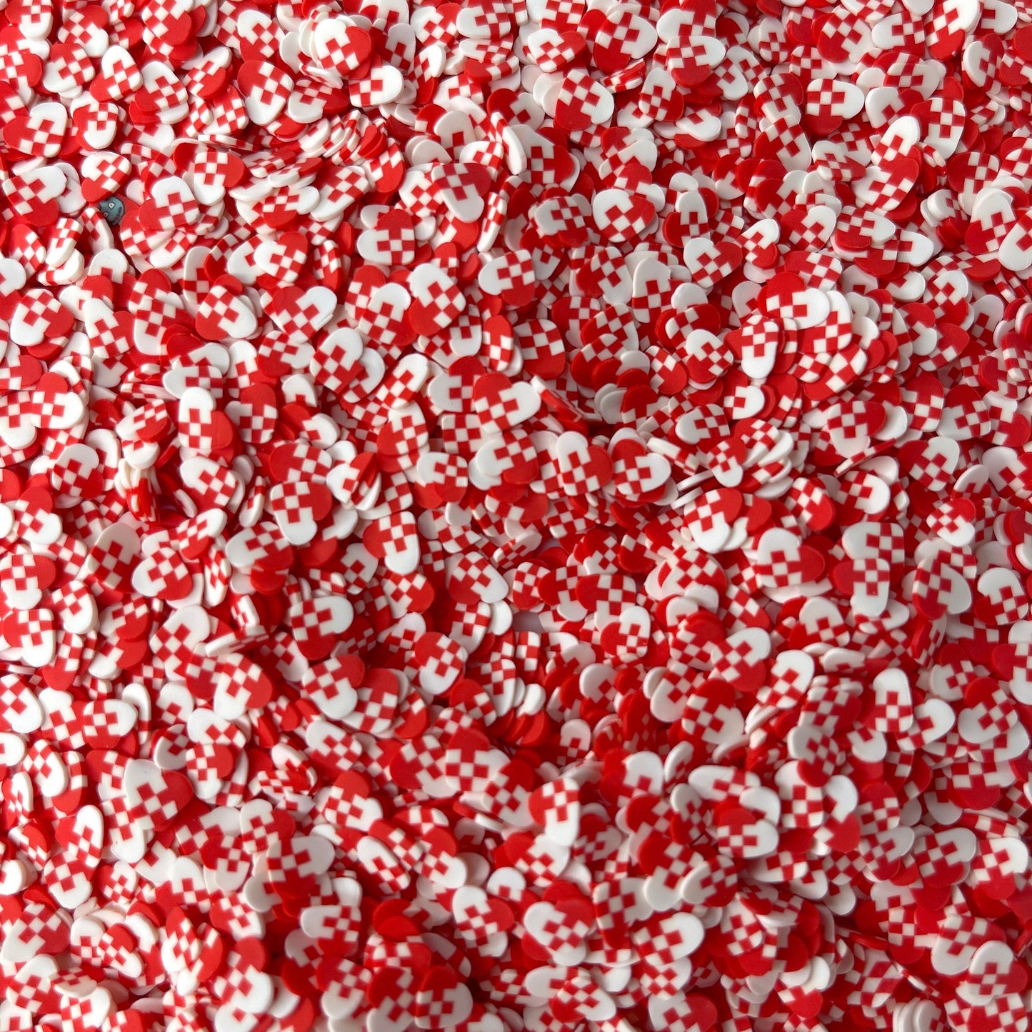 FAKE 5MM Red Checkered Heart Polymer Clay Sprinkle (NOT EDIBLE)  D48-31