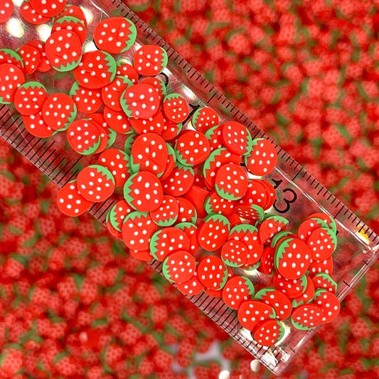 FAKE 5MM Round Whole Strawberry, Fruit Polymer Clay Sprinkle (NOT EDIBLE) D22-05