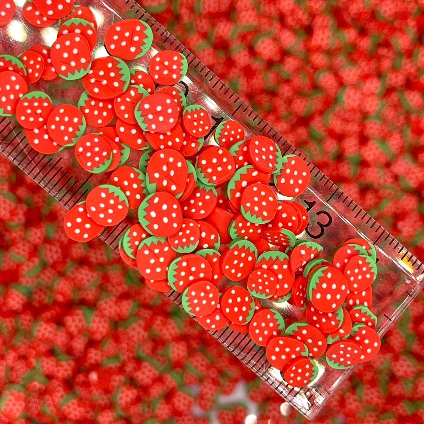 FAKE 5MM Round Whole Strawberry Polymer Clay Sprinkle (NOT EDIBLE) D22-05