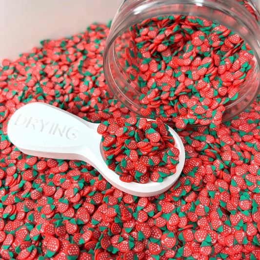 FAKE 5MM Whole Red Strawberry Fruit Polymer Clay Sprinkle (NOT EDIBLE) D22-15