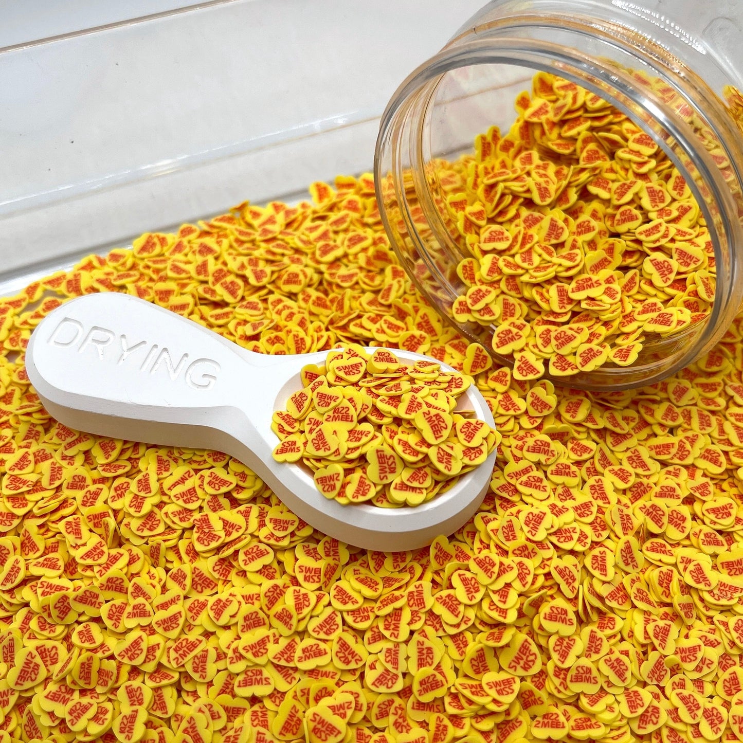 5MM Yellow Sweet Kiss Heart, Valentine Clay Sprinkles (NOT EDIBLE) D18-32