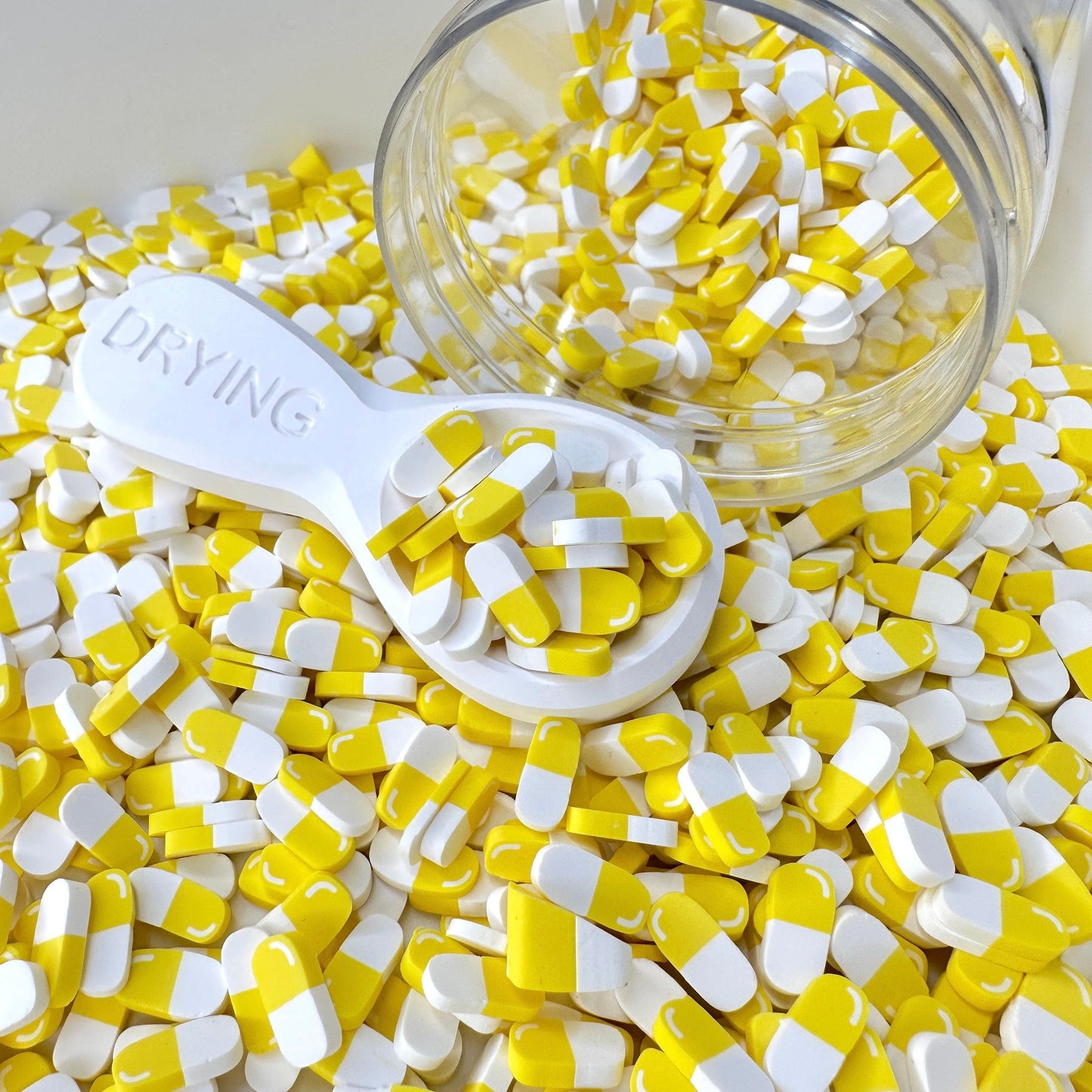 FAKE 5MM/10MM Pastel Yellow Pill, Medical Polymer Clay Sprinkle (NOT EDIBLE)