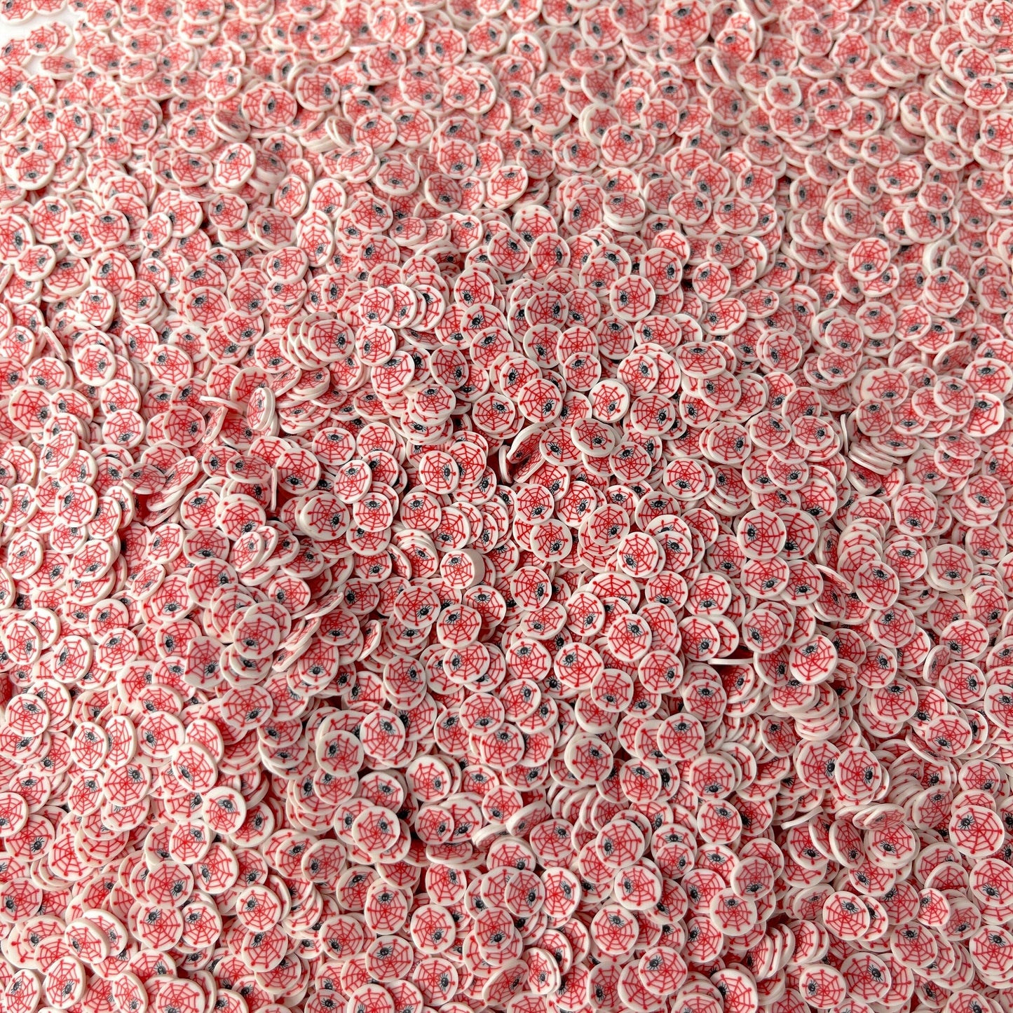 FAKE 5MM/10MM Red Spiderweb, Halloween Polymer Clay Sprinkle (NOT EDIBLE)