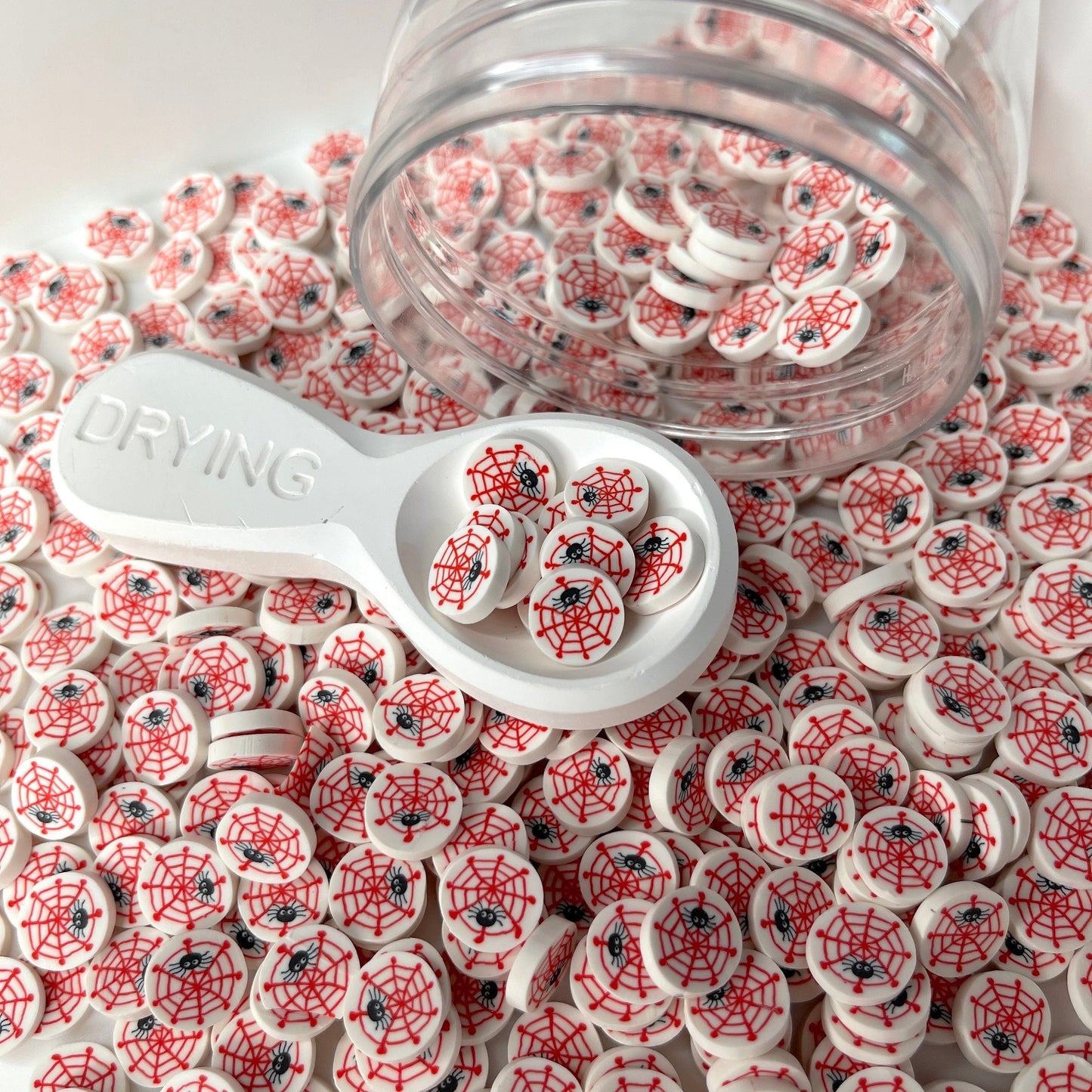 FAKE 5MM/10MM Red Spiderweb, Halloween Polymer Clay Sprinkle (NOT EDIBLE)