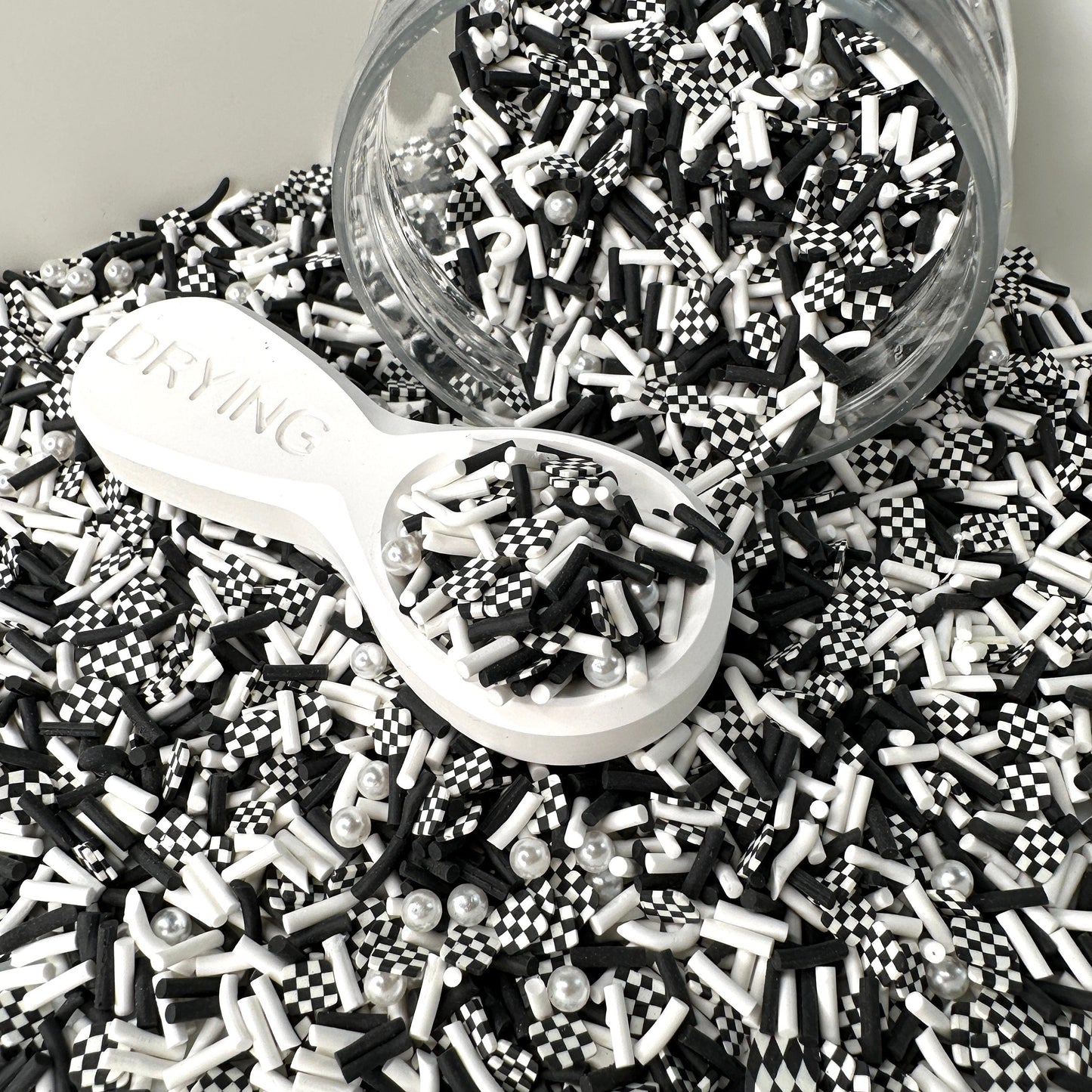 Black and White Checkerboard Polymer Clay Sprinkle (NOT EDIBLE) D35-27
