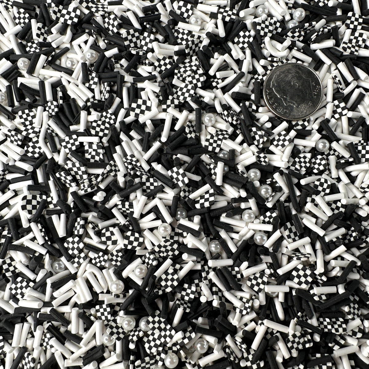 Black and White Checkerboard Polymer Clay Sprinkle (NOT EDIBLE) D35-27