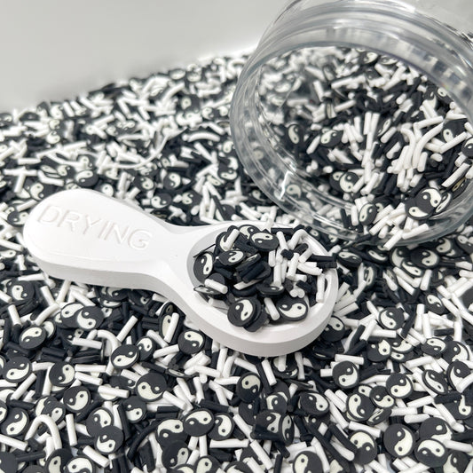 FAKE Black and White YinYang Polymer Clay Sprinkle Mix (NOT EDIBLE) D16-09